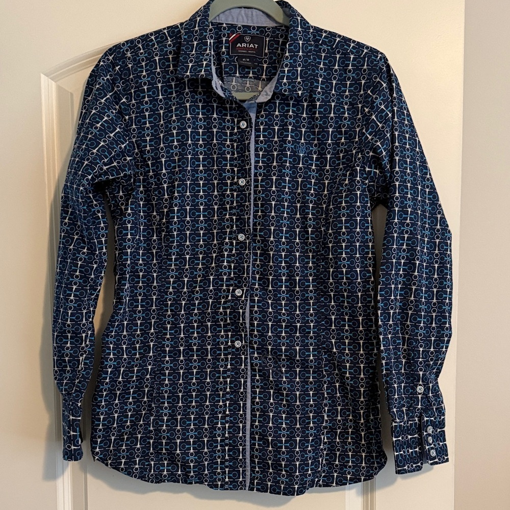 Ariat Navy Blue Geometric Bit Button-Down Shirt